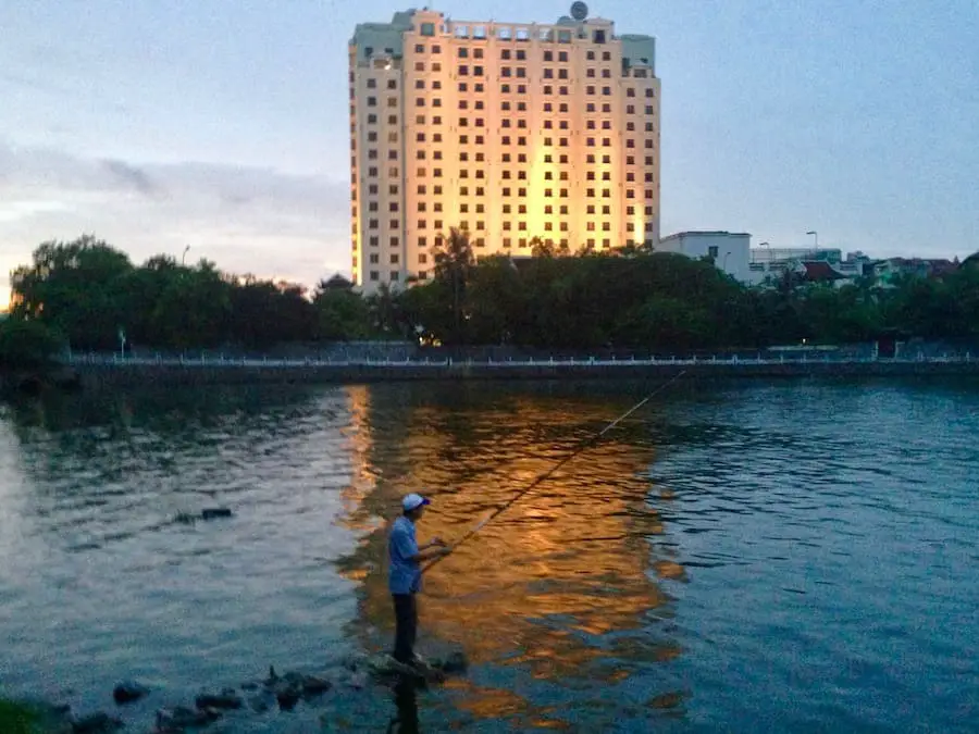 Man fishing early morning