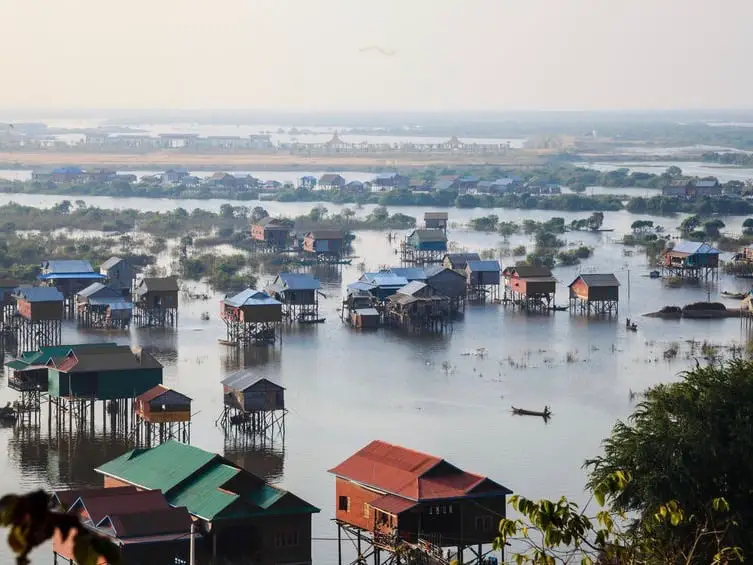 Tonle Sap Lake Cambodia. This is where many ethnic Vietnamese live on the water.