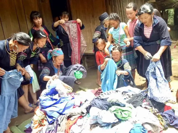 Village women getting clothes