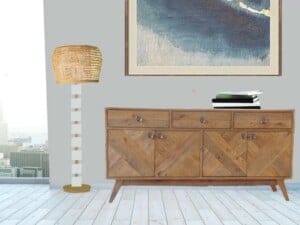 The Zen Trend - A Recycled Sideboard, Lamp with a Natural Shade and Wall Art - The Petal by Anita Louise Hummel