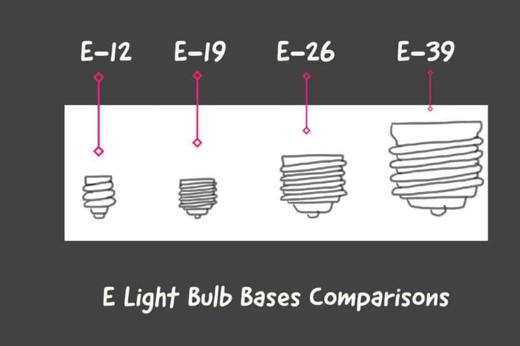E light bulb base comparisons