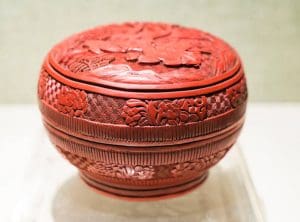 Red Carved Lacquerware Bowl