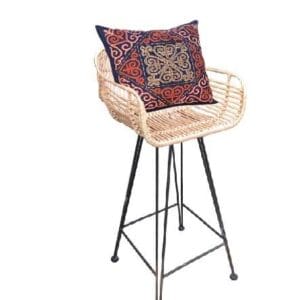Chair Metal Leg with Rattan Seat and Pillow
