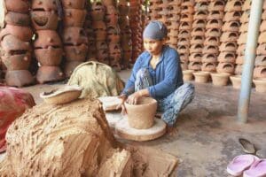 Women Doing a Pottery making