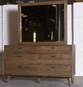 This Dresser Comes In A Brushed Wood Design