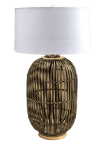 Bamboo Lamp With White Lamp Shades