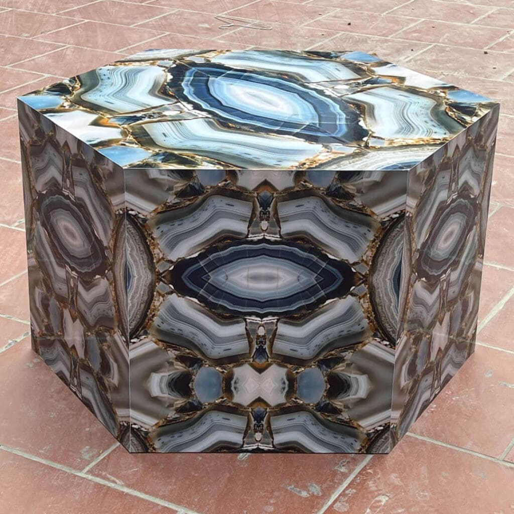 Special Shape Table With Faux Agate Material