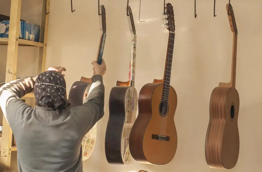 Air drying the guitar after painting Lacquer paints