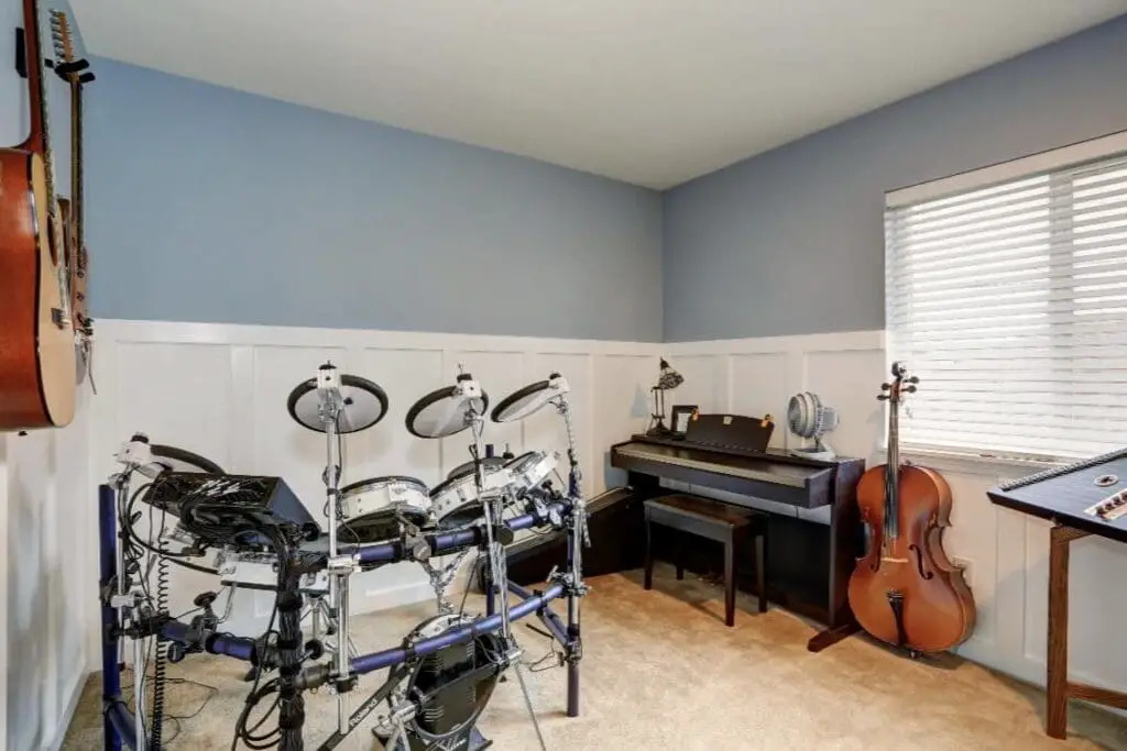 Music Room with Drums and Guitar