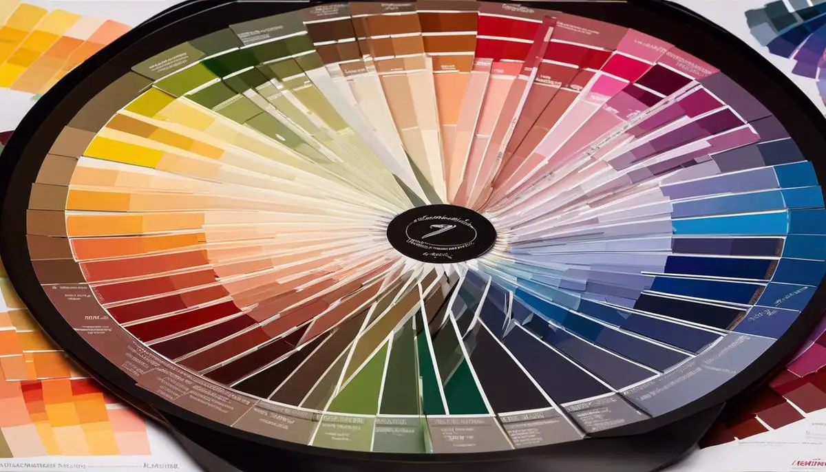 An image of a color palette wheel, showing various colors arranged in a circular shape