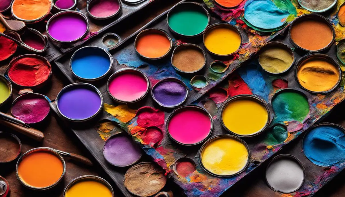Image showcasing various vibrant colors coming together in an artist's palette.